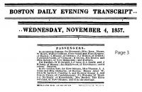 SCHELL, Peter - Passage Announcement - 04 Nov 1857
Boston Evening Transcript (Boston, Suffolk, Massachusetts, USA) - Page 3   