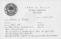 SCHULER, William Jr - Burial Deed
Prospect Hill Cemetery, Millis, MA