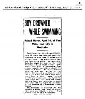 MOYER, Roland - Death Notice
Utica Herald Dispatch - 21 Jul 1919 - Page 9
